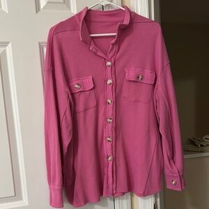 Free People Look Alike Pink Button-Up Shirt